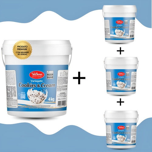 Kit 4 Creme Cookies & Cream 4kg Vabene Sorvetes Gourmet