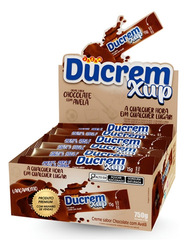 Kit 2 Display Ducrem Xup Creme Individual Chocolate Avelã 50