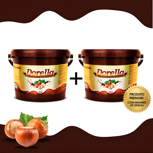 Kit 2 Pasta Gourmet Dorella 4 Kg Sabor Intenso Avelã-choc.