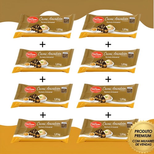 Kit 8 Recheio Vabene Amendoim Com Pedaços Premium 1,01kg