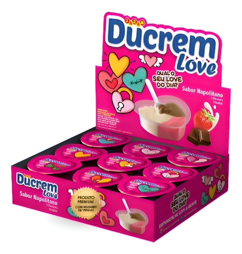 Kit 9 Doces Para Festas Ducrem Love Napolitano 18 Unid 25g