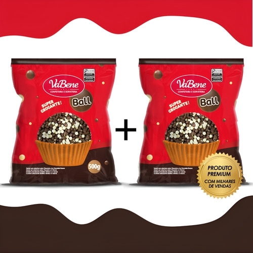 Kit 2 Confeito Crocante Bicolor Vabene Ball 500g Para Doces