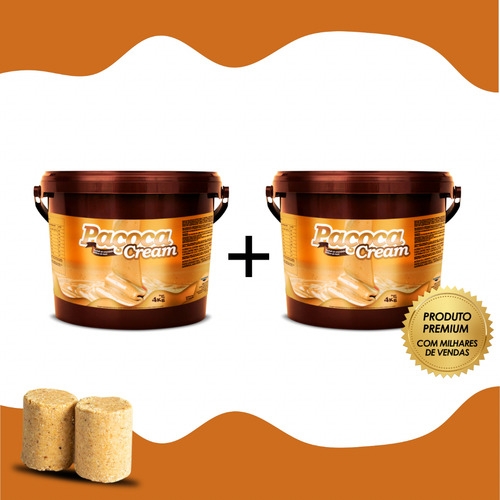 Kit 2 Paçoca Cream 4kg Recheio Com Pedaços Para Bolos Doces