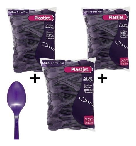 Colher Sobremesa Plástica Roxa Açaí 19cm 600 Unidades Roxo