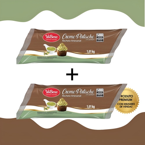 Kit 2 Recheio Artesanal Pistache Vabene Confeiteiros 1,01kg