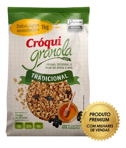 Granola Cróqui Tradicional 1kg Cereal Com Mel E Aveia