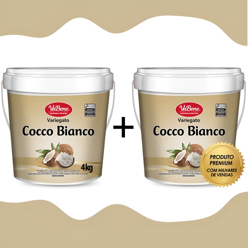Kit 2 Creme Pronto Cocco Bianco Vabene 4kg Para Sobremesas